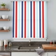thumbnail image 5 of Red Blue Stripe Sheer Curtains 54 Inches Long, Gradient Geometric White Vertical Striped Light Filering Curtains, Breathable Simi Curtain Privacy Drapes for Kitchen Bathroom Small Window Treatment, 5 of 9