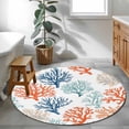thumbnail image 4 of Summer Ocean Round Area&nbsp;Rug 3ft Coral Orange Teal Blue Nautical Coastal Non-Slip&nbsp;Washable Circle Rugs Soft Felt Indoor Floor Mat for Bedroom Kitchen Living Room Bathroom, 4 of 9