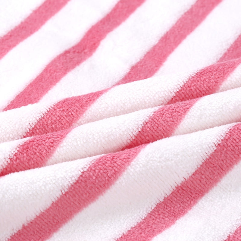 JML Large Stripe Bath Towel Set 4 Pack, 30"x60", Stripe Pink & Coffee, 400GSM, Soft, Absorbent, Microfiber Towel Quick Drying, Lint-free, No Fading