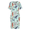 thumbnail image 3 of Colorful Aquatic Cray Species in Watercolor Loose Pocket Dress dress evening dress, 3 of 6
