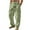 Army Green, variant on Axiiglly Cargo Pants for Men Outdoor Drawstrings Cotton Beach Pants Casual Wide Leg Pants Oversized Elastic Waist Linen Pant with Multi Pockets S