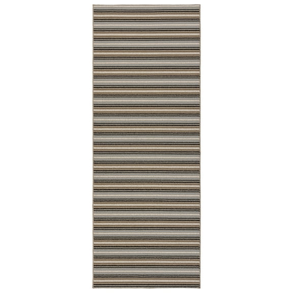 Garland Rug Nantucket Stripe Earth Tone Indoor Runner Rug, 3' x 8'