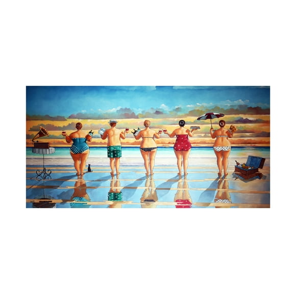 Canvas Wall Art - Ronald West 'Sunset Picnic' Wall Art for Living Room, Bedroom, or Office Décor by Trademark Fine Art - 19 x 10 Inches