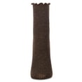 thumbnail image 2 of MeMoi Women's Sparkly Ribbed Lettuce Edge Embroidered Leaf Crew Sock - Womens - Female, 9-11, Java, 2 of 3