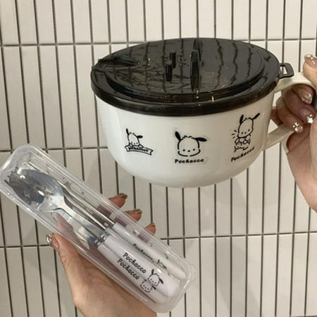 

2024 NEW Kawaii Sanrio Pochacco Cutlery Set 304 Stainless Steel Bowl High Capacity with Lid Ins Chopsticks Fork Spoon Child Tableware