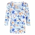 thumbnail image 5 of Viluyesy 3/4 Sleeves T-Shirt Women Round Neck Shirt Tops Fashionable Relaxed Loose Blouse Multicolor Size 3XL, 5 of 5