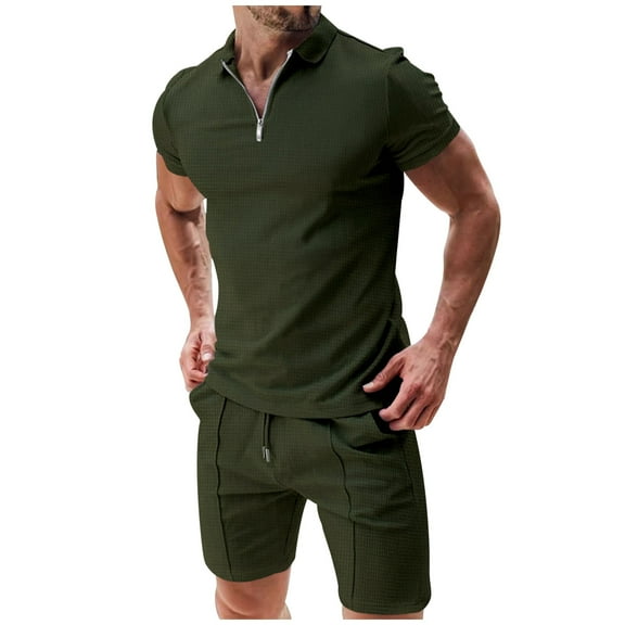 JIKNTTR Men's 2 Piece Outfits Set Clothing Shirt T Shirt Merchant Sports Casual Set Plus Size Short Sleeve Shorts Set Stylish Handsome Outfit