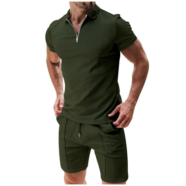 Conjunto De 2 Piezas Para Hombre, Playera, Camiseta, Conjunto Deportivo Informal, Pantalones Cortos De Manga Corta De Talla Grande