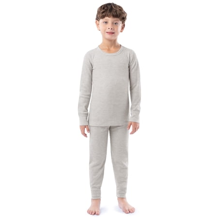 Athletic Works Boy's & Girl's Waffle Thermal Underwear Crew Top & Bottom Set, Sizes XS-XXL