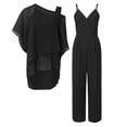 thumbnail image 3 of Pantalones Conjunto de 2 piezas a juego para mujer, trajes de noche de boda con dobladillo asimétrico de gasa elegante (Negro XL) Ygjytge Negro T XL para Mujer, 3 of 6