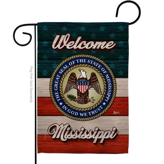 13 x 18.5 in. Welcome Mississippi Double-Sided Vertical House Decoration Banner Garden Flag - Yard Gift