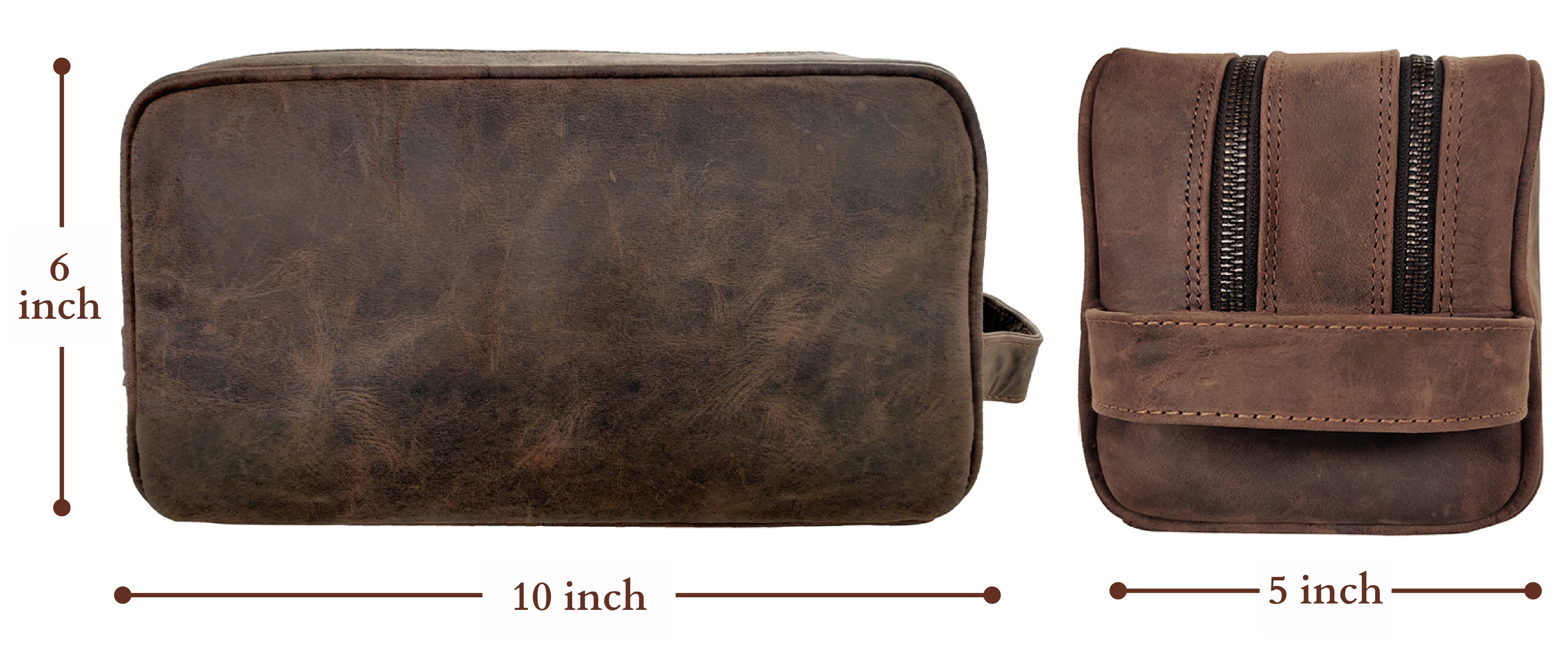 Leather Toiletry Bag for Men Women Hygiene Organizer Travel Dopp Shaving Kit Cosmetic Makeup Bag by Rustic Town