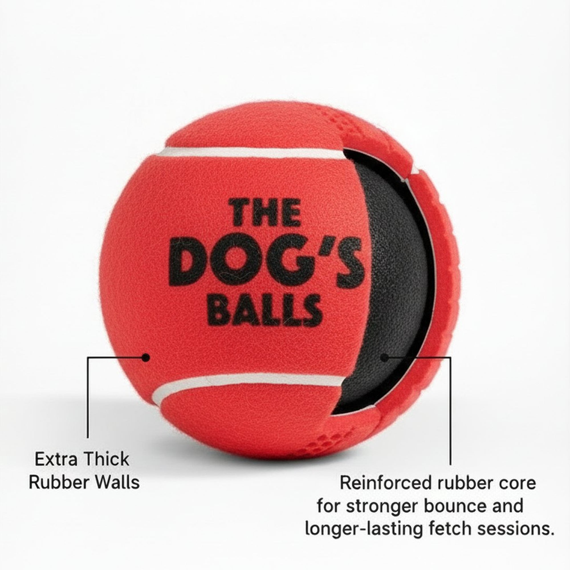 The Dog's Balls, Dog Tennis Balls, 12-Pack Red, 2.5 Inches Diameter Dog Toy, Strong Dog & Puppy Ball for Training, Play, Exercise & Fetch