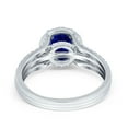 thumbnail image 5 of Halo Round Accent Dazzling Ring Blue Sapphire CZ 925 Sterling Silver Size 7, 5 of 8