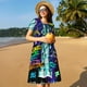 thumbnail image 4 of Fotbe New York City Vestido Largo de Moda para Mujer, Vestido Tipo Camiseta con Manga Corta y Estilo Casual a Rayas y Bloques de Color, 4 of 6