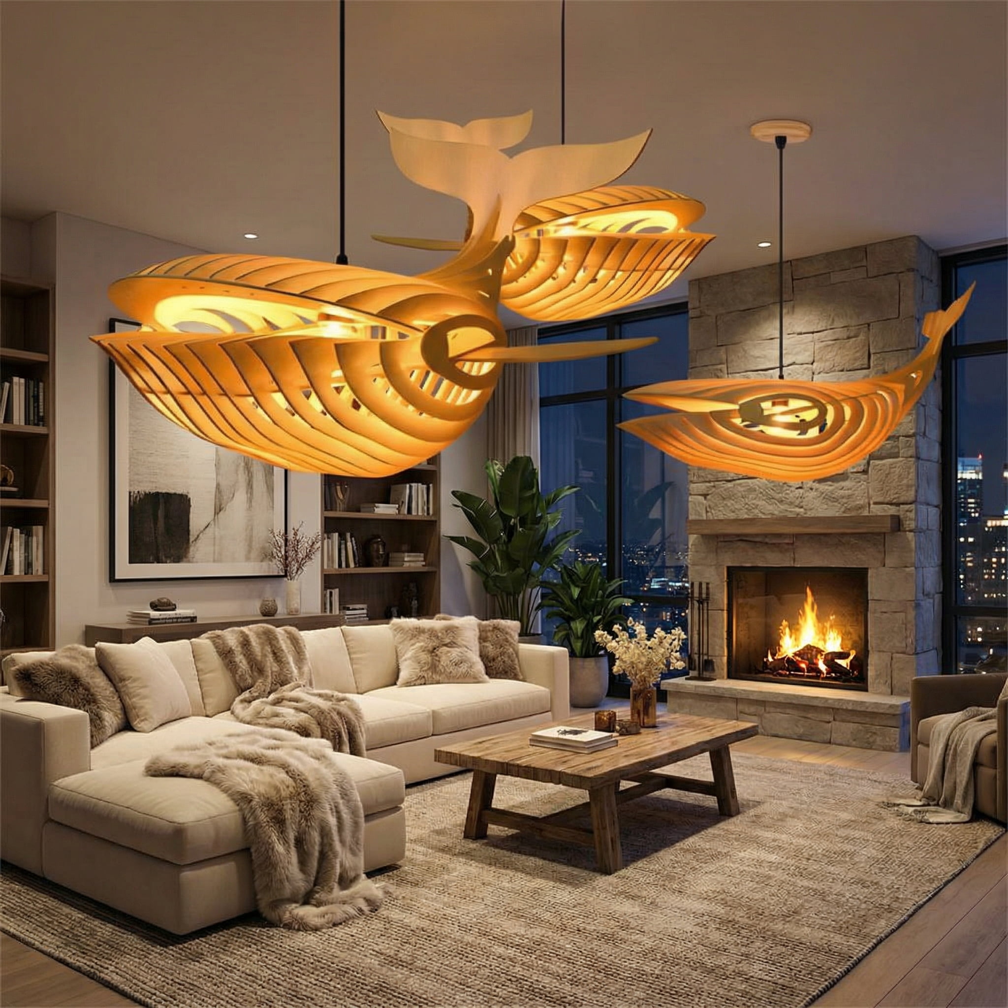 LittleGlovo Laser Cut File Whale lamp wood pendant light fixture DIY shark lampshade hanging shadow lamp