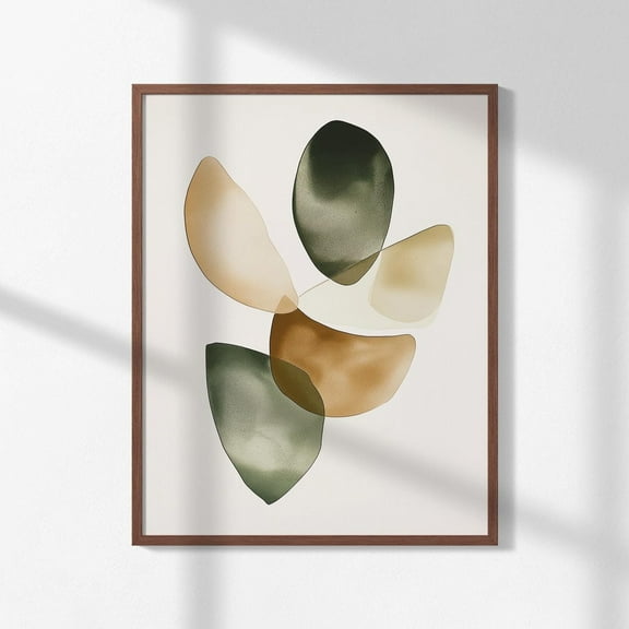 Abstract Watercolour Brush Stroke Painting, Olive Green - Brown Wall Art, Green-Brown Minimalist Neutral Painting Wall Art, Modern Wall Decor, 8x12 UNFRAMED