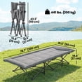 thumbnail image 2 of Folding Camping Cot for Adults, 78.7" x 31.5" Padded Single Bed with Integrated Headrest, Heavy Duty Metal Frame, Water-Repellent Oxford Fabric, Grey, for Camping and Outdoors, 2 of 7