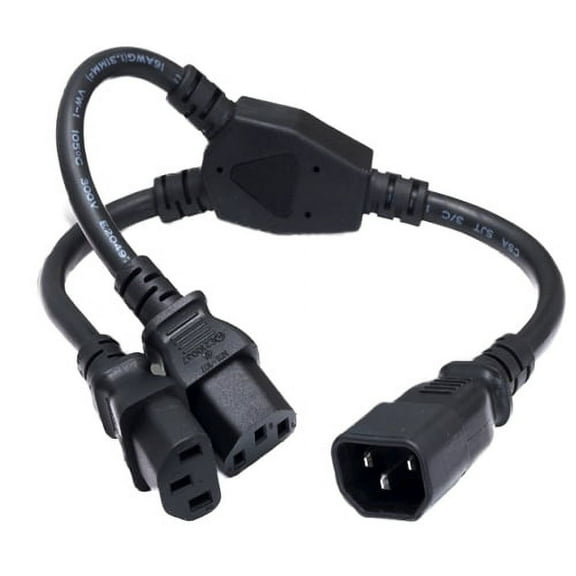CableWholesale 10W1-02306Y 6 ft. Computer & Monitor Power Extension Y Cord - C14 to Dual C13 - 13A - SJT - Black