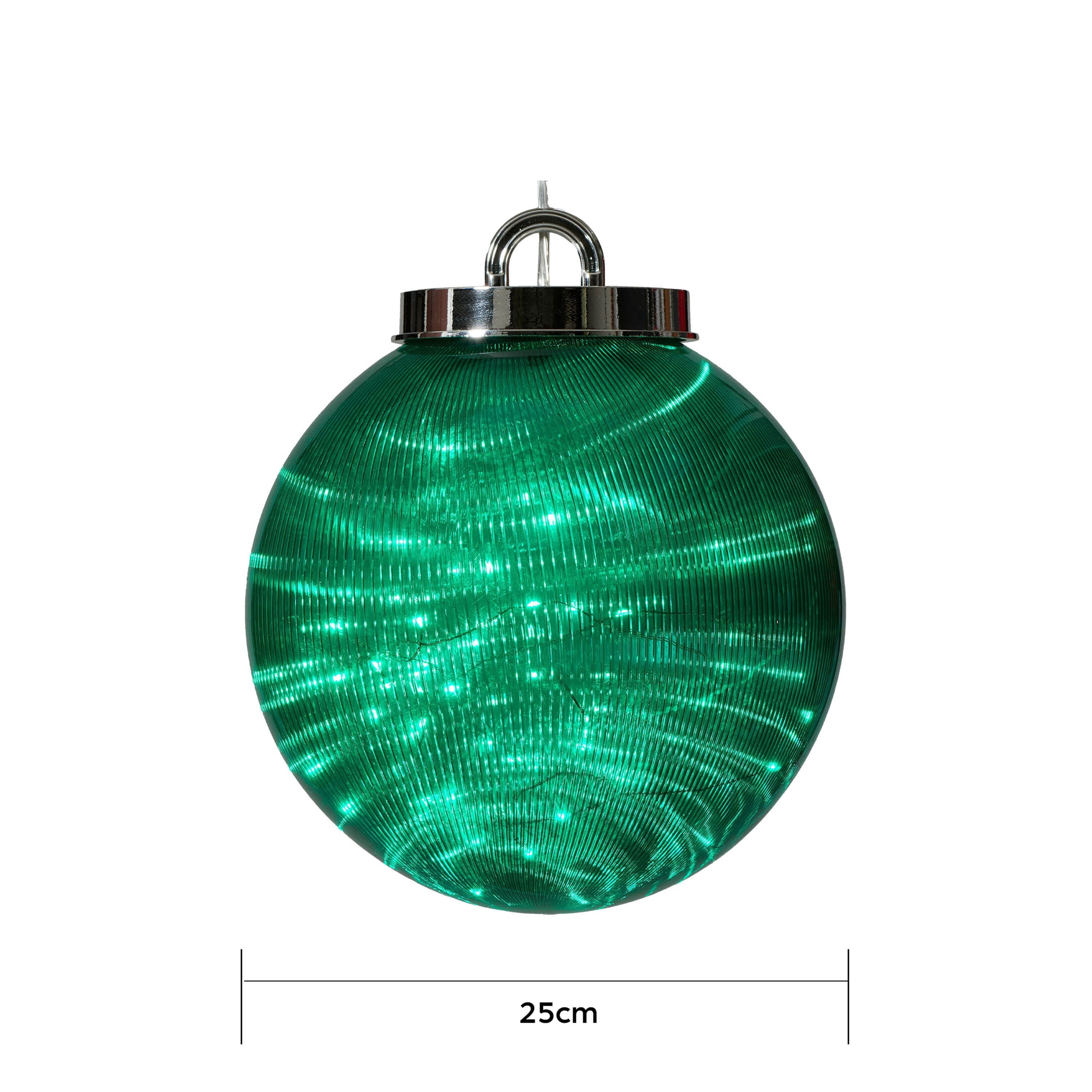 Indoor/Outdoor LED 8-Function Shatterproof Christmas Ornament Decoration with 100 LED Lights, Green, 11.8", by Holiday Time
