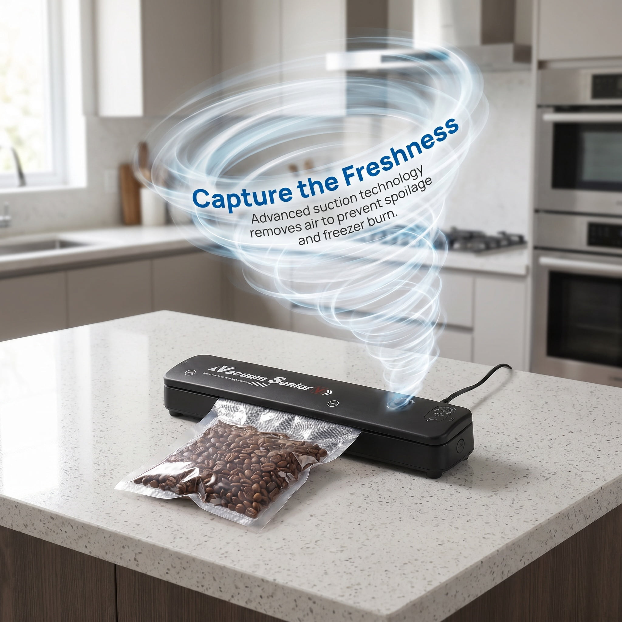 Automatic Vacuum Sealer Machine for Food Preservation, Professional Household Food Saver for Dry & Moist Modes,Compact 110V Electric Air Sealing System for Meal Prep and Storage,Includes Starter Bags