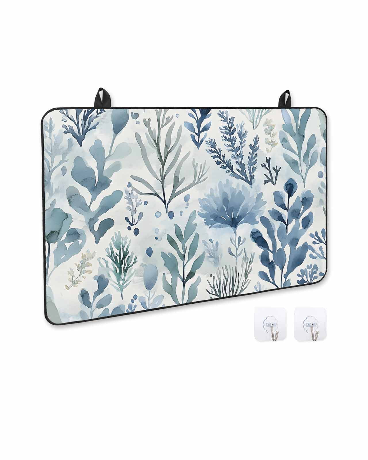 nqOlkjepod Large Induction Cooktop Protector Mat 36"x21", Blue Botanical Stove Top Covers for Electric Stove, Spring Summer Leaf Pastoral Vintage Stove Burner Cover Mats, Glass Top Stove Cover