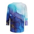 thumbnail image 4 of Dyegold 3/4 Sleeve Tops For Women Summer Round Neck Dressy Casual Vintage Floral Print Shirts Plus Size Trendy Blouses Tunic, 4 of 5