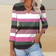 thumbnail image 2 of Abtuhar Womens Summer Plus Size Tops,Women's Fashion Solid Color Loose T-shirt 3/4 Sleeves Blouse Round Neck Buttons Tops, 2 of 5