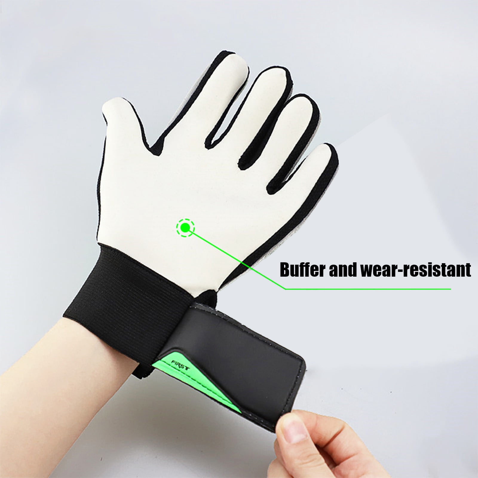 Children's Football Goalkeeper Gloves - Rubber Wallop-Proof Protection, Youth Soccer Goalie Gloves for Boys & Girls, Small/Medium/Large Sizes, Green or Blue