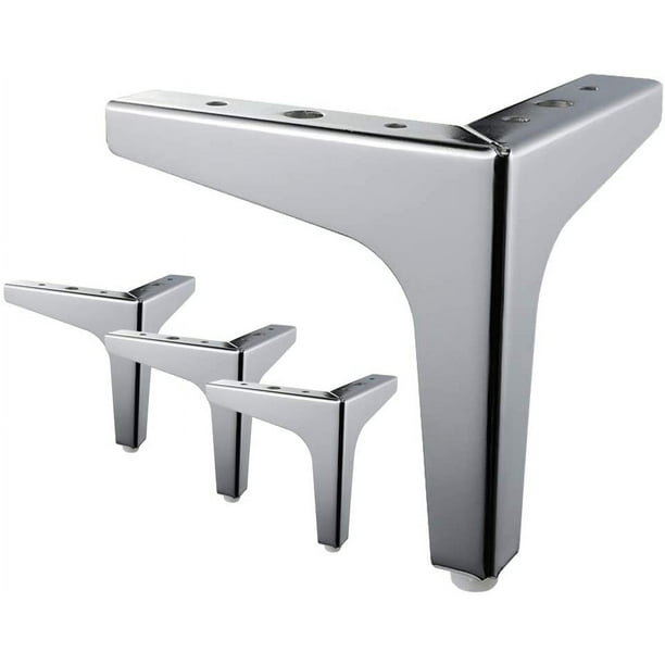 Whataatahia Patas para muebles de 17,5 cm, La Vane, juego de 4 patas modernas de metal con forma de triángulo de diamante, repuesto para bricolaje, color negro, para armario, sofá, silla otomana