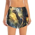 thumbnail image 2 of Yiaed Sunshine Jungle Dinosaur Print Women's Running Shorts with Liner 3 Zipper Pockets Elastic Workout Athletic Gym Yoga Shorts-Small, 2 of 7