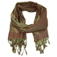 thumbnail image 3 of Falari Women's Pashmina Shawl Wrap Border Pattern Double Layered Scarf Light Green, 3 of 4