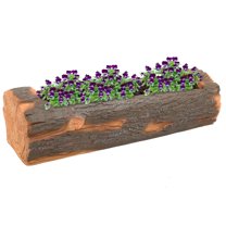 Sunnydaze Rustic Log 35.5" x 13" x 9.75" Polyresin Outdoor Planter with Drainage Holes