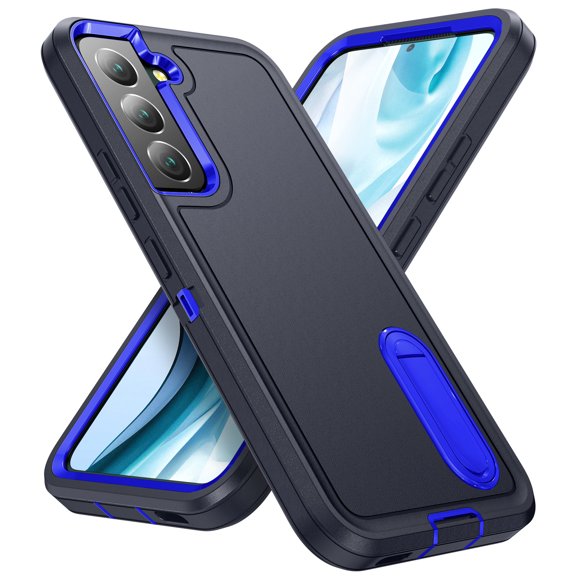 Case for Samsung Galaxy S22 with Kickstand Heavy Duty Protective Case for Galaxy S22 (Black Blue)