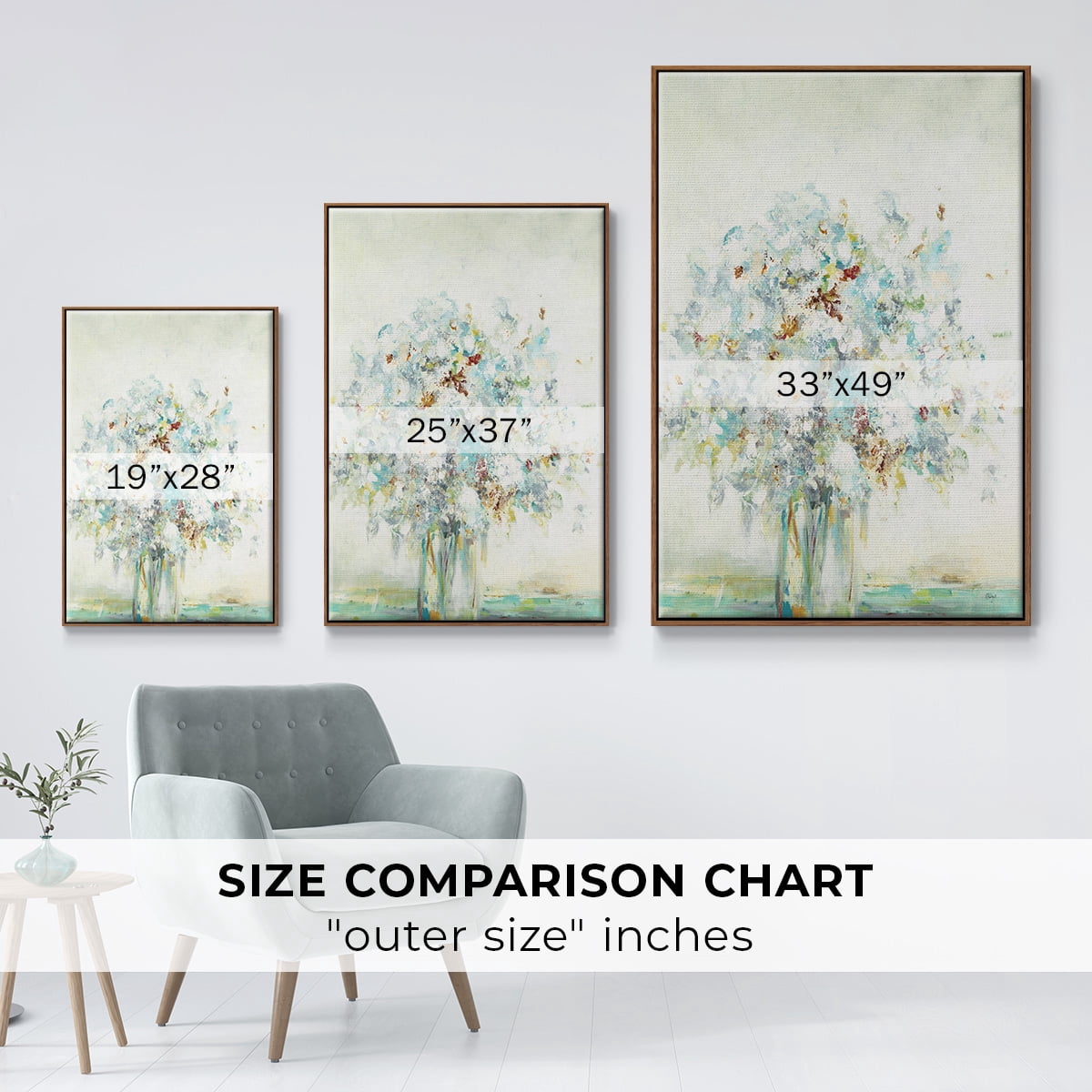 Te x tured Bouquet Framed Premium Gallery Wrapped Canvas - Ready to Hang - 27 x 41 - Walnut Floating Frame