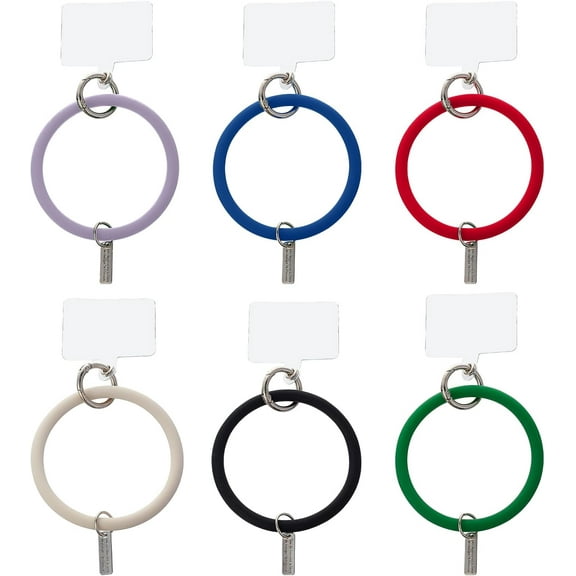 1bag 6pcs Silicone Wrist Keychain Silicone Bangle Key Ring Bracelet Keychain Holder Round Key Rings Wristlet Keychain with Phone Plug-in Card Circle Keyring for Wrist - 6 colors
