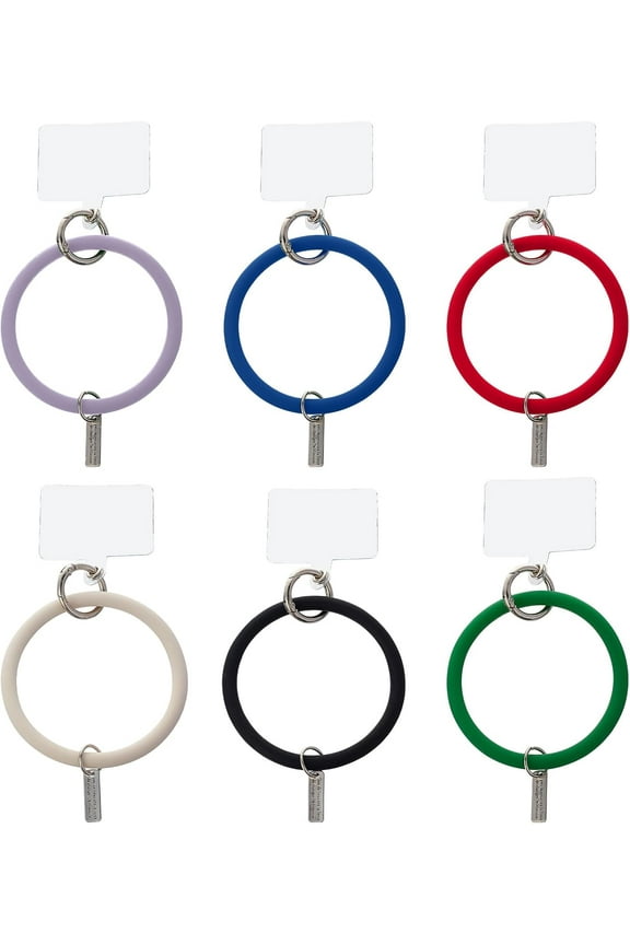 6pcs Silicone Wrist Keychain Silicone Bangle Key Ring Bracelet Keychain Holder Round Key Rings Wristlet Keychain with Phone Plug-in Card Circle Keyring for Wrist - 6 Colors Mixed Color DIY