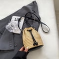 thumbnail image 2 of Bolso de cubo para mujer, bolso de paja informal, bolso de playa (negro), 2 of 8
