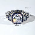 thumbnail image 4 of Matching Rings White Gold Plated Couple Rings Blue CZ Wedding Ring Sets for Him and Her, 4 of 6