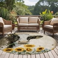 thumbnail image 4 of Round Area Rugs Collection 6 Ft, Sunflowers Cow Non-Slip Residential Carpet, Vintage Farmhouse Animals Flowers Indoor Crawling Mats Runner Rugs for Living Room/Dining Room/Bedroom, 4 of 8