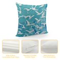 thumbnail image 4 of Seagulls Throw Pillow Cover Seagulls Silhouette Group of Different Actions of Sea Birds Illustration, Square Cushion Covers Decor for Bed Couch Sofa,  Turquoise White, 4 of 5