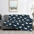 thumbnail image 2 of Honeii Cartoon Swan print throw blanket, crafted from cozy cotton flannel, offers versatile home decor as a bedding suitable for all seasons.-60"x50", 2 of 6