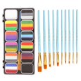 thumbnail image 1 of Paleta de Pintura de maquillaje facial 12 Grid con 10 pinceles Perfecl lavable profesional para Halloween Cosplay, 1 of 8