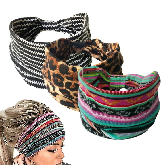 Wide Headbands For Women Knotted No Slip Head Bands Soft Turban Headband Hair Accessories Boho African Solid Color Head Wraps For Women Yoga Workout Pack Of 3