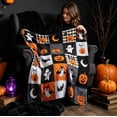 thumbnail image 6 of QISIWOLE Halloween Grid Pumpkin Cat Bat Ghost Crescent Moon Blanket, 40x27in Blanket for Couch Sofa Bed Camping, Ideal Gift for Kids Adults, 6 of 6