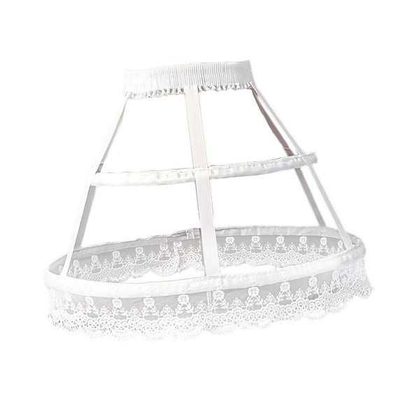 Estilo Vintage mujer 2 aros Pannier enagua ahueca hacia fuera Birdcage Ruffles Underskirt para Cosplay Lolita niñas vestido de novia Accesorios blanco Hugo Enagua de alforja para mujer