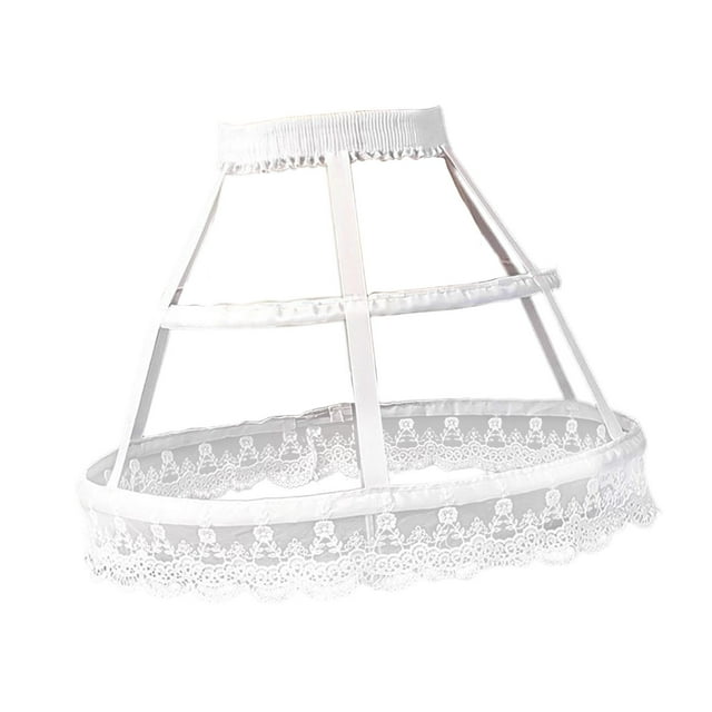 Estilo Vintage mujer 2 aros Pannier enagua ahueca hacia fuera Birdcage Ruffles Underskirt para Cosplay Lolita niñas vestido de novia Accesorios blanco Hugo Enagua de alforja para mujer