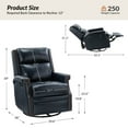 thumbnail image 7 of Genuine Leather Swivel Rocker Recliner Wingback Transitional Set of 2 Navy, 7 of 7