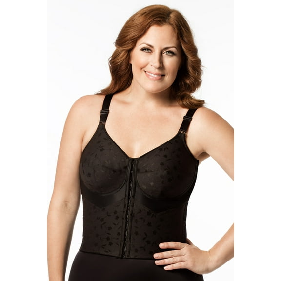 Elila Jacquard Posture Group Front Hook Longline Bra 5415