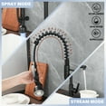 thumbnail image 5 of Kitchen Sink Faucet with LED Pull Down Sprayer, Commercial Single Handle High Arc Kitchen Faucet, Spring Sink Faucets with Deck Plate, Dual Spouts, Stainless Steel, 5 of 9